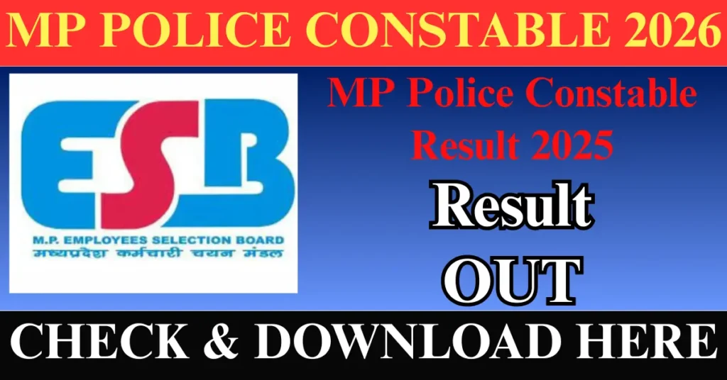 MP Police Constable Result 2025 Out