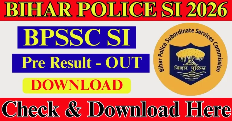 Bihar Police BPSSC SI Pre Result 2026 Out