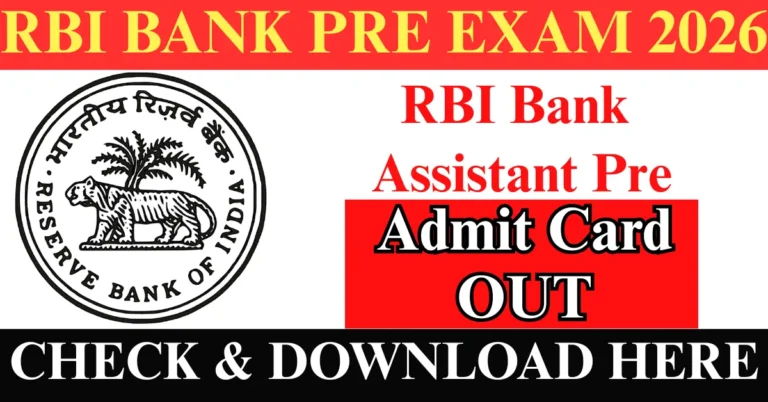 RBI assistant pre Admit Card 2026