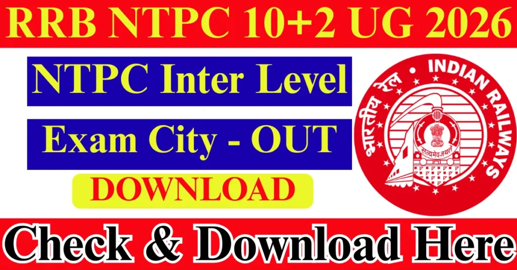 RRB NTPC Inter Level Exam City Details 2026