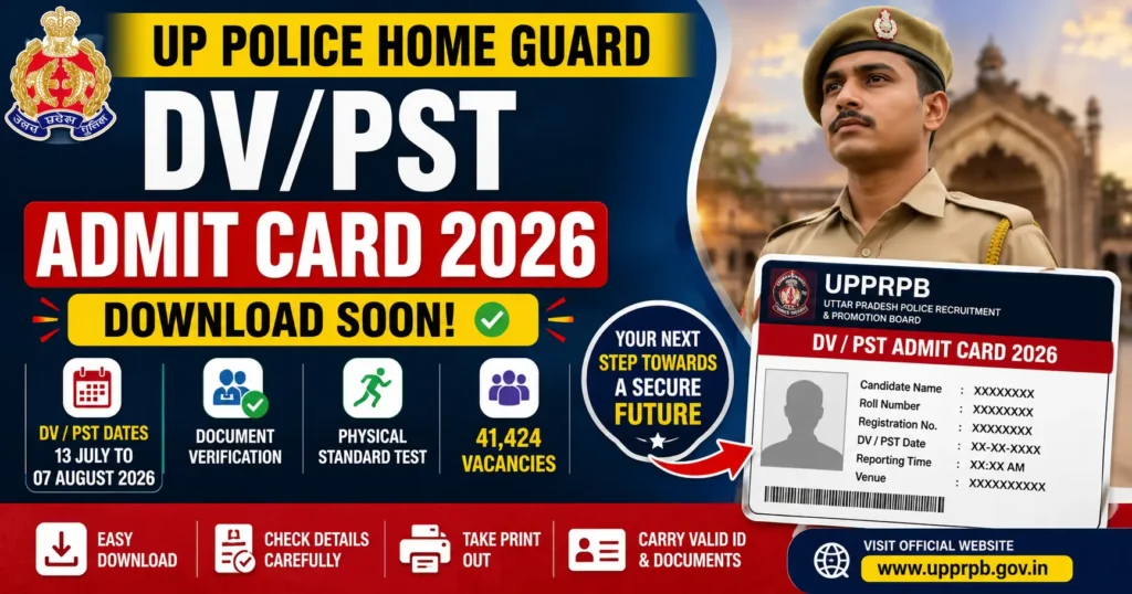 UP Home Guard DV PST Admit Card 2026